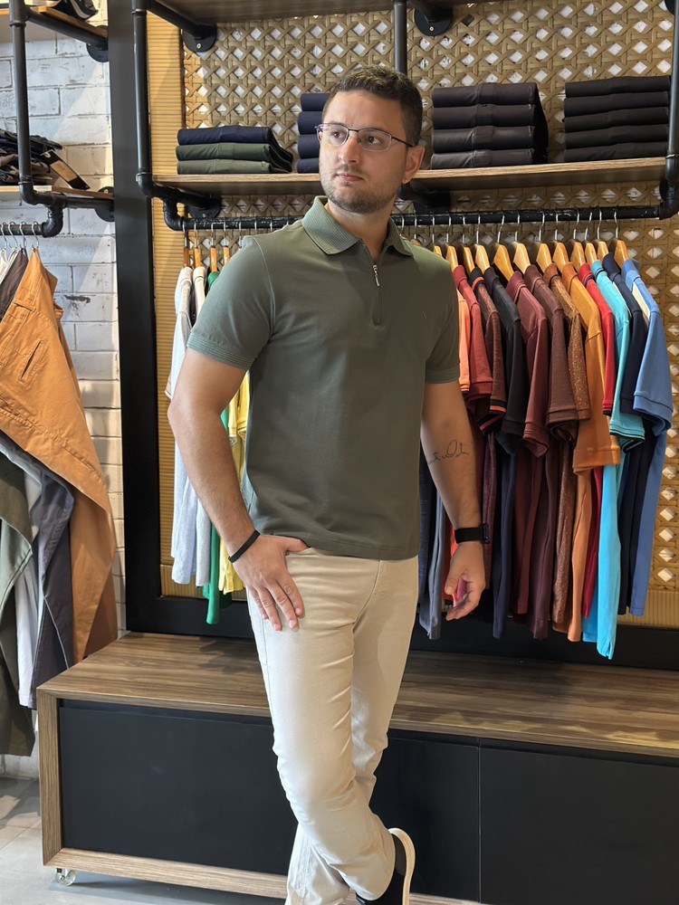 POLO PIQUET ZIPER JACQUARD